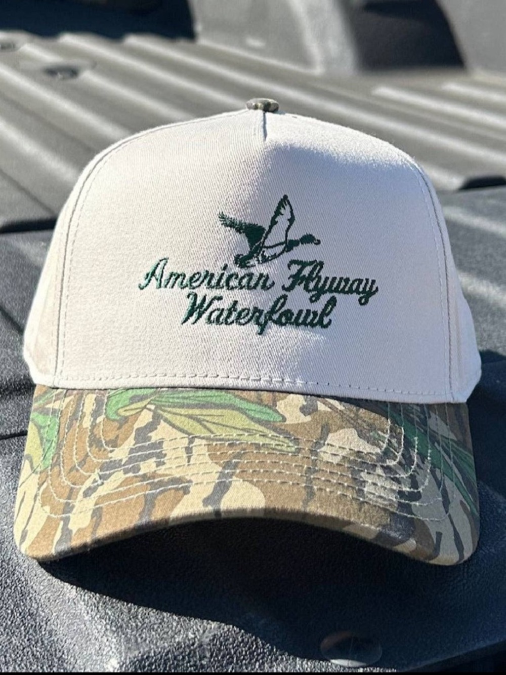 American Flyway Waterfowl AFW Trucker Mossy Oak Greenleaf Brim Hat